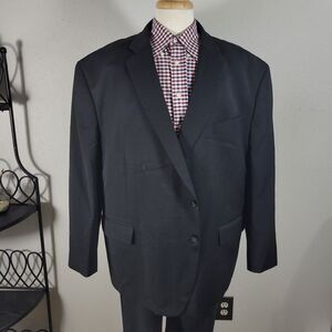 Stafford Mens Sport Coat Blazer Two Button Travel Stretch Wool Poly Black 54BREG